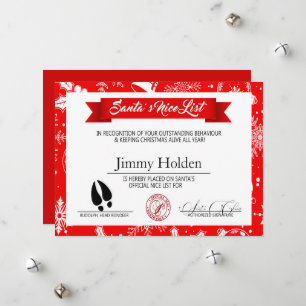 Cartes Pour Fêtes Annuelles Snowflakes Père Noël Nice List