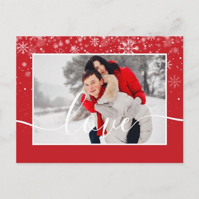 Cartes Pour Fêtes Annuelles Snowflakes Photo White Script Typographie (Devant)