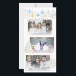 Cartes Pour Fêtes Annuelles Snowflakes Pink Blue Gold Collage PHOTO<br><div class="desc">Décor moderne flocon de neige dans les couleurs pastel clair; rose, bleu, blanc et or. Facile de modifier la carte de collage photo de Noël en famille avec HAPPY HOLIDAYS ou MERRY CHRISTMAS ou LET IT NEIGE. Voir les éléments correspondants dans la collection. Envoyez-les à votre famille et à vos...</div>