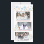 Cartes Pour Fêtes Annuelles Snowflakes Pink Blue Gold Collage PHOTO<br><div class="desc">Décor moderne flocon de neige dans les couleurs pastel clair; rose, bleu, blanc et or. Facile de modifier la carte de collage photo de Noël en famille avec HAPPY HOLIDAYS ou MERRY CHRISTMAS ou LET IT NEIGE. Voir les éléments correspondants dans la collection. Envoyez-les à votre famille et à vos...</div>