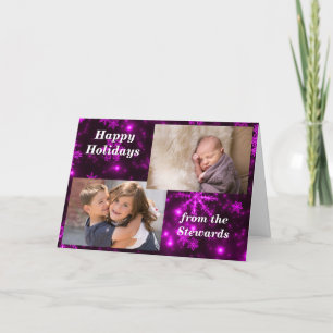 Cartes Pour Fêtes Annuelles Snowflakes Purple Holidays Photo Grey Card