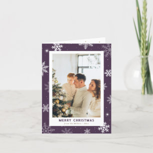 Cartes Pour Fêtes Annuelles Snowflakes Purple Photo Joyeux Noël