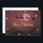 Cartes Pour Fêtes Annuelles Snowflakes rouge Joyeux Noël<br><div class="desc">Une belle carte de Noël rouge enneigé avec une scène hivernale avec le Père Noël et le renne, des flocons de neige, des étoiles et de la neige tombante sur le devant et des flocons de neige et des étoiles à l'arrière. Personnalisez facilement cette carte rouge de Noël avec votre...</div>