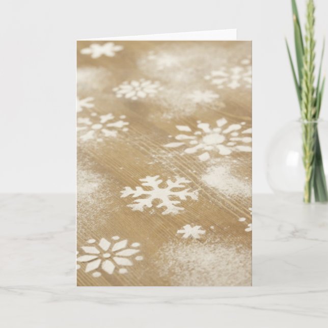 Cartes Pour Fêtes Annuelles Snowflakes Rustique Business Blond Noël de Noël (Devant)