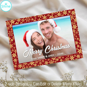 Cartes Pour Fêtes Annuelles Snowflakes Script de Noël Photo 2 Side Designs