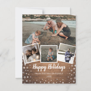 Cartes Pour Fêtes Annuelles Snowflakes sur bois rustique collage photo multipl