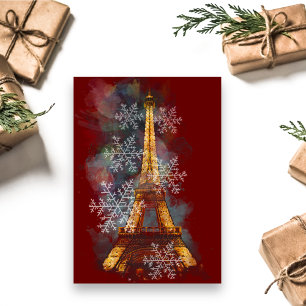 Cartes Pour Fêtes Annuelles Snowflakes Tour Eiffel Paris Noël d'hiver