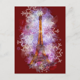 Cartes Pour Fêtes Annuelles Snowflakes Tour Eiffel Paris Noël d'hiver