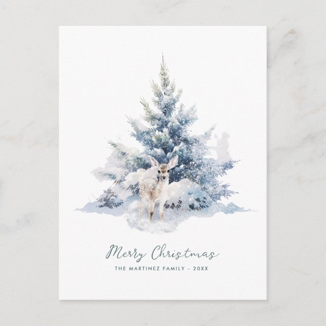 Cartes Pour Fêtes Annuelles Snowland Pine Deer Joyeux Noël (Devant)