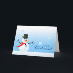 Cartes Pour Fêtes Annuelles Snowman<br><div class="desc">Carte de voeux Snowman avec un mignon bonhomme de neige portant un foulard rouge et un casquette noir sur un arrière - plan bleu décolorant, qui profite de la saison hivernale tandis que des flocons de neige de différentes formes continuent de tomber. Idéal pour Noël ou toute autre occasion. ©...</div>