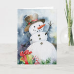 Cartes Pour Fêtes Annuelles Snowman<br><div class="desc">Carte de Noël de Bright. Cheerful Snowman. Vector illustrations © and® Bigstock® - All Rights Reserved.</div>