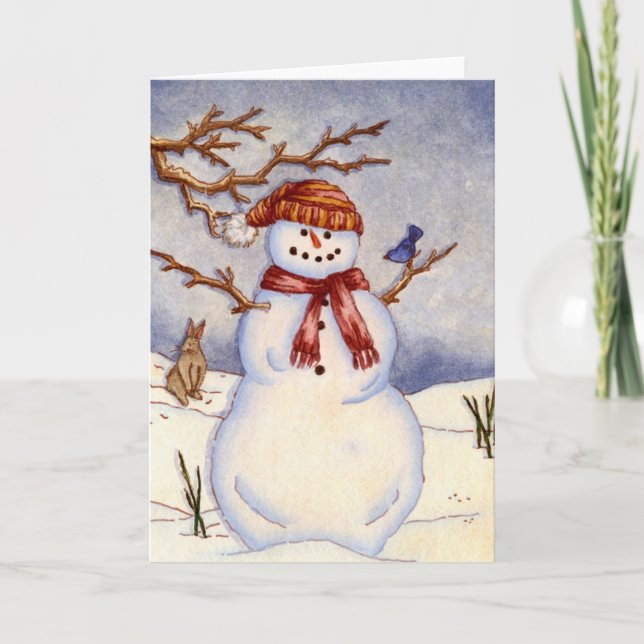 Cartes Pour Fêtes Annuelles Snowman (Devant)