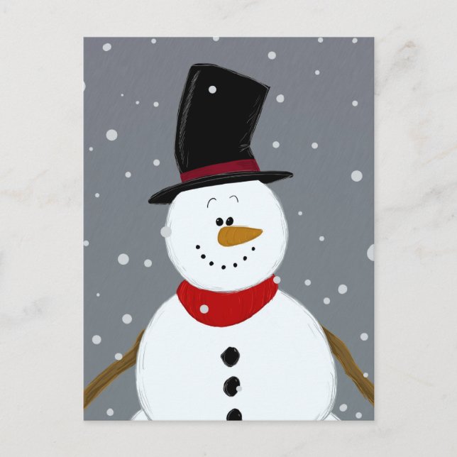 Cartes Pour Fêtes Annuelles Snowman - Argent (Devant)