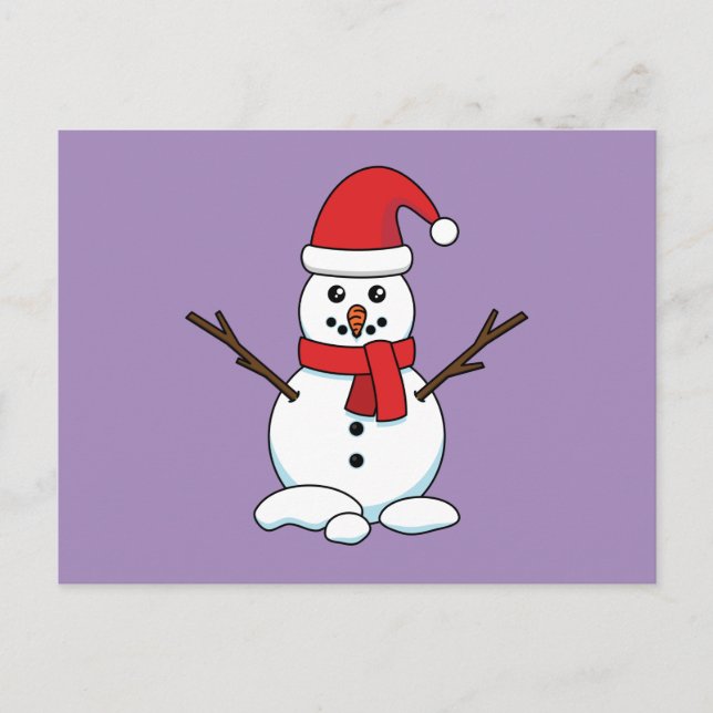 Cartes Pour Fêtes Annuelles Snowman avec Bonnet rouge et Écharpe (Devant)