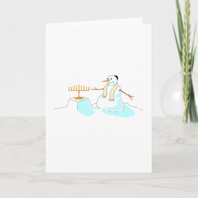 Cartes Pour Fêtes Annuelles Snowman Avec Menorah (Devant)