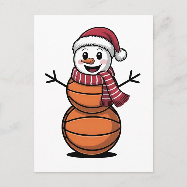 Cartes Pour Fêtes Annuelles Snowman Basketball Noël Amateurs de sport (Devant)