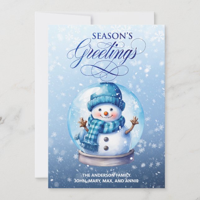 Cartes Pour Fêtes Annuelles Snowman Bleu Bonnes Fêtes blanches Noël (Devant)
