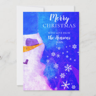 Cartes Pour Fêtes Annuelles Snowman Bleu Magique Noël hiver