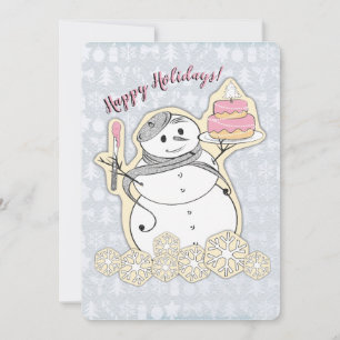 Cartes Pour Fêtes Annuelles Snowman chef pâtissier français Noël