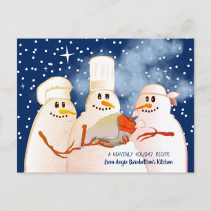 Cartes Pour Fêtes Annuelles Snowman chefs cooking baking holiday recipe card