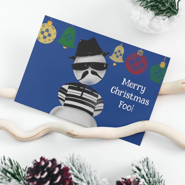 Cartes Pour Fêtes Annuelles Snowman Cholo Nouveau Mexique Ornements de Noël Zi (Créateur téléchargé)