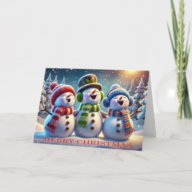 CARTES POUR FÊTES ANNUELLES SNOWMAN CHORUS - CHANSONS DE NOËL (Devant)