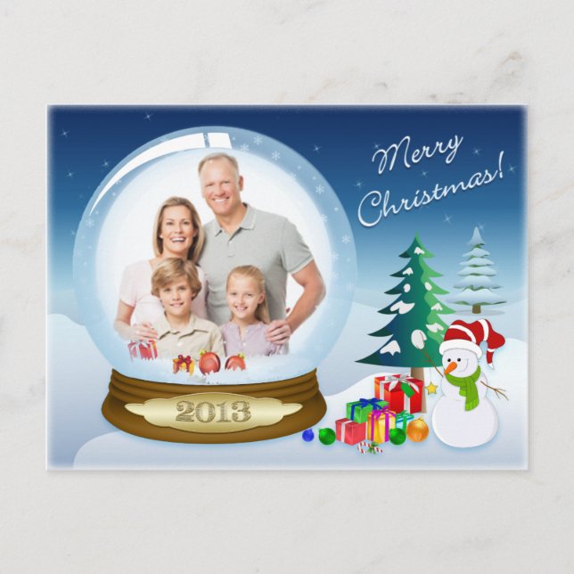 Cartes Pour Fêtes Annuelles Snowman Christmas PHOTO Snow Globe Post Card 2 (Devant)