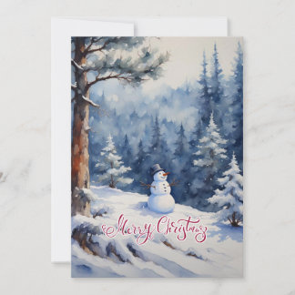 Cartes Pour Fêtes Annuelles Snowman dans la forêt
