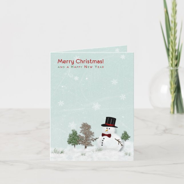 Cartes Pour Fêtes Annuelles Snowman dans le pré Noël Noël Noël Noël Noël Noël (Devant)
