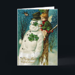 Cartes Pour Fêtes Annuelles Snowman de Christmas<br><div class="desc">Vintage Christmas card est une illustration.</div>