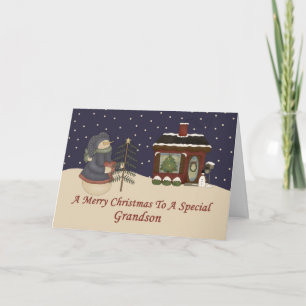 Cartes Pour Fêtes Annuelles Snowman De Noël À Un Grand-Père Spécial