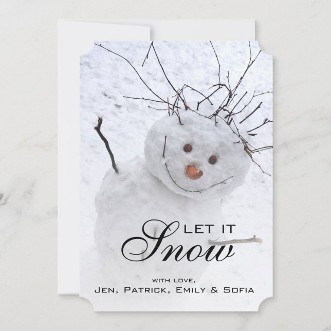 Cartes Pour Fêtes Annuelles Snowman De Noël Assis En Plein Air (Devant)