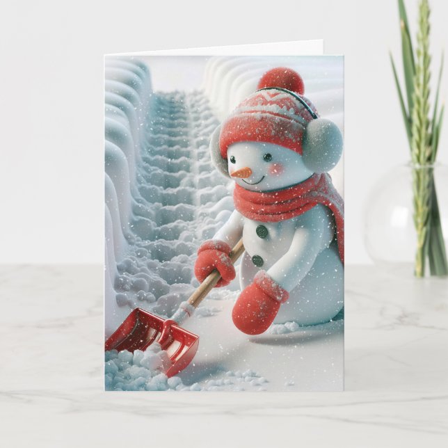 Cartes Pour Fêtes Annuelles Snowman De Noël Avec Chaussure Rouge (Devant)