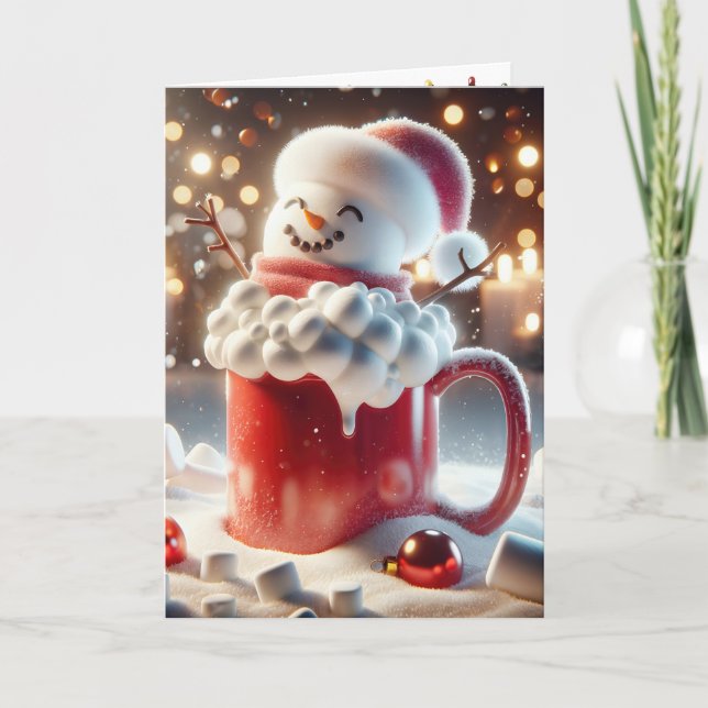 Cartes Pour Fêtes Annuelles Snowman De Noël En Musique Rouge (Devant)