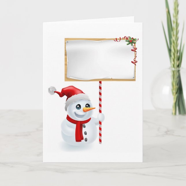 Cartes Pour Fêtes Annuelles Snowman de Noël et signe (Devant)