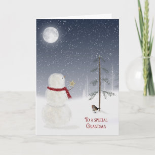 Cartes Pour Fêtes Annuelles Snowman de Noël pour grand-mère