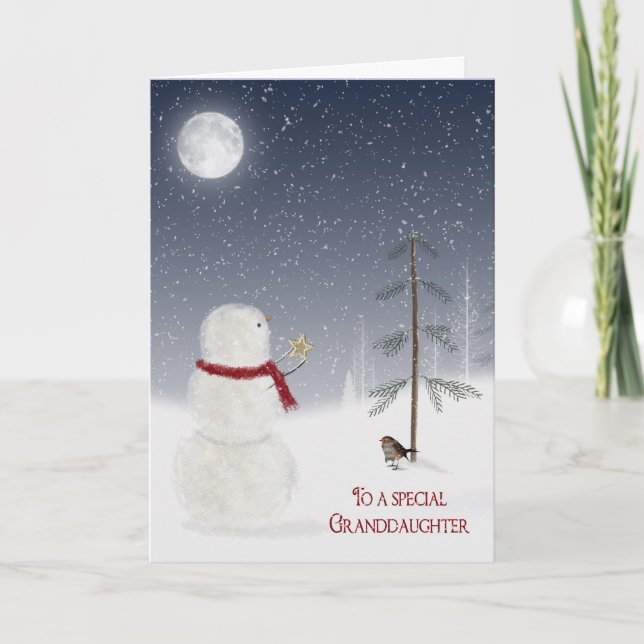 Cartes Pour Fêtes Annuelles Snowman de Noël pour Grandgirl (Devant)