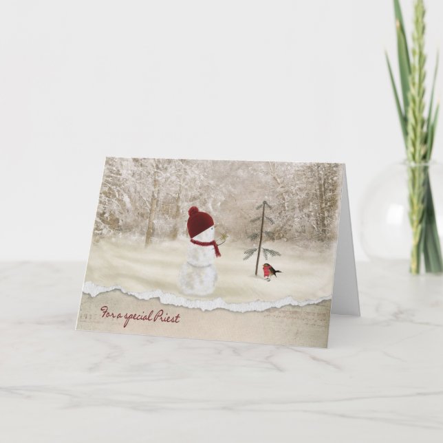 Cartes Pour Fêtes Annuelles Snowman de Noël pour prêtre (Devant)
