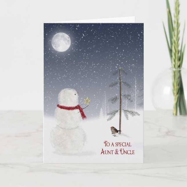 Cartes Pour Fêtes Annuelles Snowman de Noël pour tante et oncle (Devant)