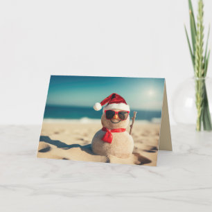 Cartes Pour Fêtes Annuelles Snowman de plage