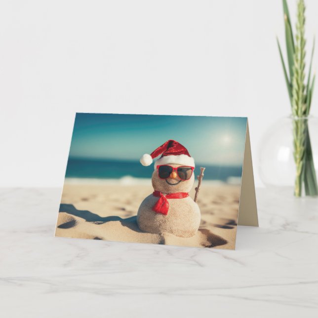 Cartes Pour Fêtes Annuelles Snowman de plage (Devant)