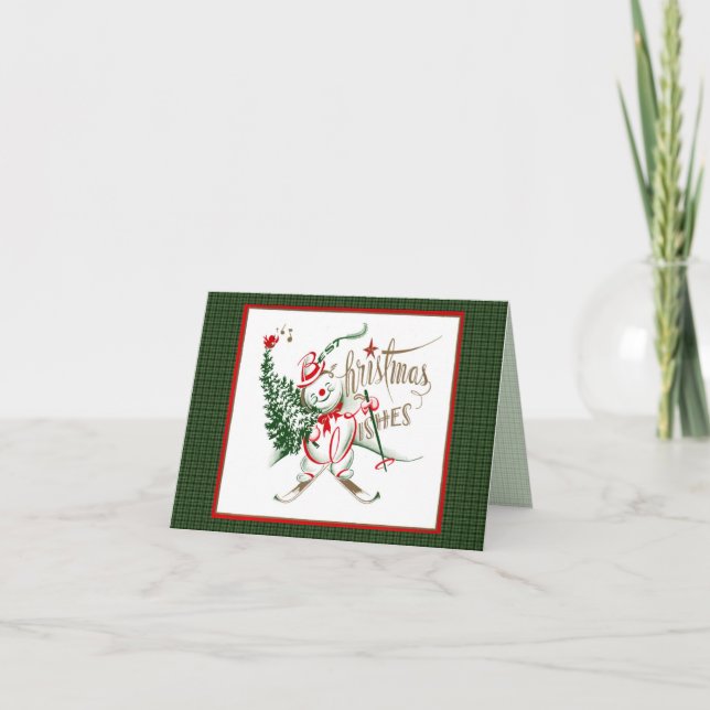 Cartes Pour Fêtes Annuelles Snowman des années 1940 (Devant)