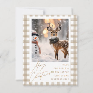 Cartes Pour Fêtes Annuelles Snowman d'hiver et cerf mou
