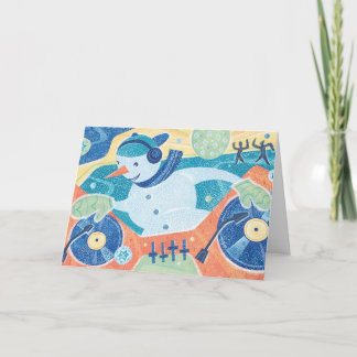 Cartes Pour Fêtes Annuelles Snowman DJ Christmas Dance Party