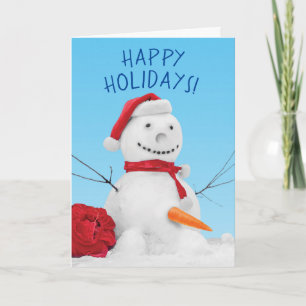 Cartes Pour Fêtes Annuelles Snowman Drôle Avec Carotte Déplacée