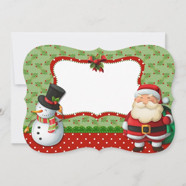 Cartes Pour Fêtes Annuelles Snowman et le Père Noël (Devant)