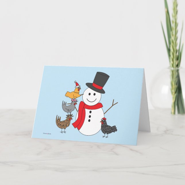 Cartes Pour Fêtes Annuelles Snowman et poulets (Devant)