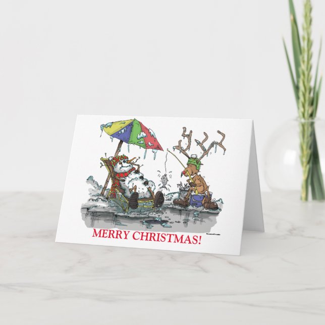 Cartes Pour Fêtes Annuelles Snowman et Reindeer (Devant)