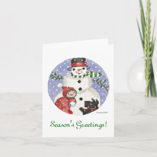 Cartes Pour Fêtes Annuelles Snowman et scottie Bonnes Fêtes