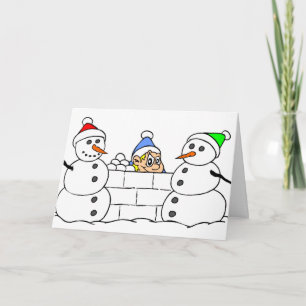 Cartes Pour Fêtes Annuelles Snowman et Sneaky Boy